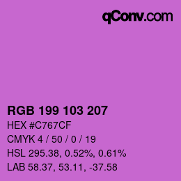 カラーコード: RGB 199 103 207 | qconv.com