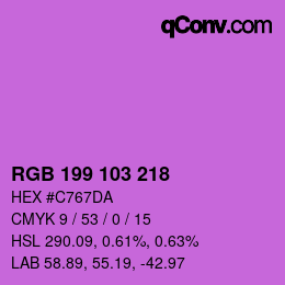 Color code: RGB 199 103 218 | qconv.com