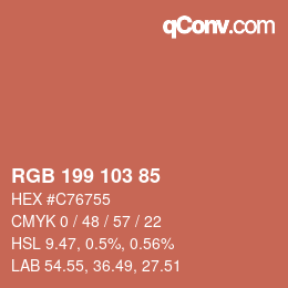 Color code: RGB 199 103 85 | qconv.com