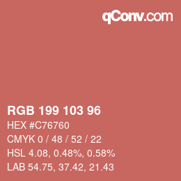 Color code: RGB 199 103 96 | qconv.com