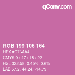 カラーコード: RGB 199 106 164 | qconv.com