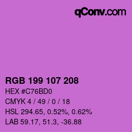 Color code: RGB 199 107 208 | qconv.com