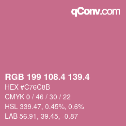 カラーコード: RGB 199 108.4 139.4 | qconv.com