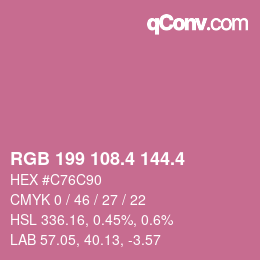カラーコード: RGB 199 108.4 144.4 | qconv.com