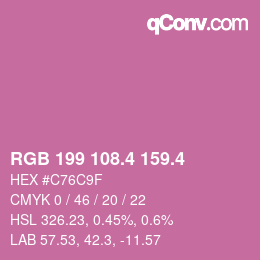 カラーコード: RGB 199 108.4 159.4 | qconv.com