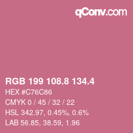 カラーコード: RGB 199 108.8 134.4 | qconv.com