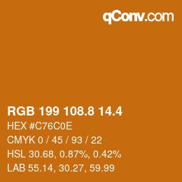 カラーコード: RGB 199 108.8 14.4 | qconv.com
