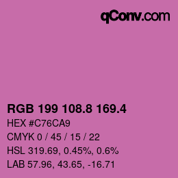 カラーコード: RGB 199 108.8 169.4 | qconv.com
