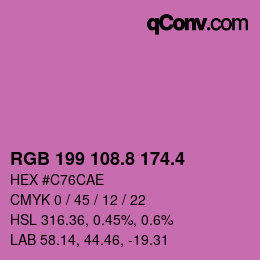 カラーコード: RGB 199 108.8 174.4 | qconv.com
