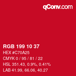 Color code: RGB 199 10 37 | qconv.com