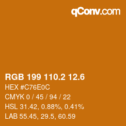 カラーコード: RGB 199 110.2 12.6 | qconv.com