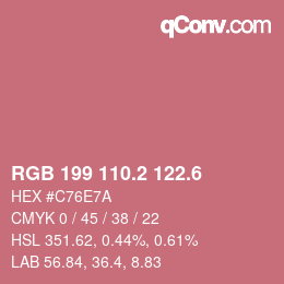 カラーコード: RGB 199 110.2 122.6 | qconv.com