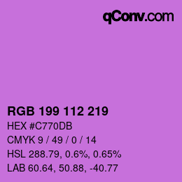 カラーコード: RGB 199 112 219 | qconv.com