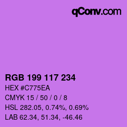 Color code: RGB 199 117 234 | qconv.com