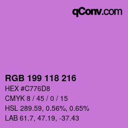 カラーコード: RGB 199 118 216 | qconv.com