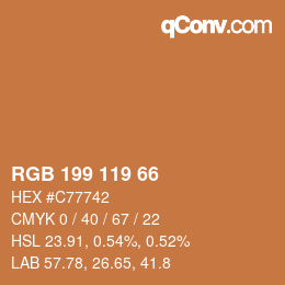 颜色代码: RGB 199 119 66 | qconv.com