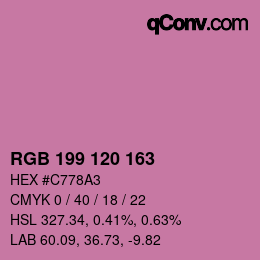 カラーコード: RGB 199 120 163 | qconv.com