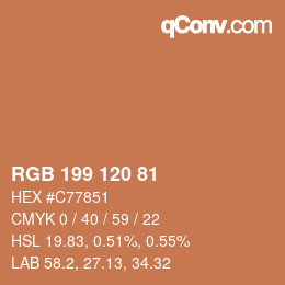 颜色代码: RGB 199 120 81 | qconv.com