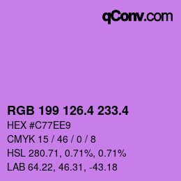 カラーコード: RGB 199 126.4 233.4 | qconv.com