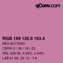 カラーコード: RGB 199 126.8 163.4 | qconv.com