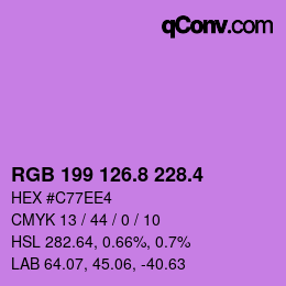 カラーコード: RGB 199 126.8 228.4 | qconv.com