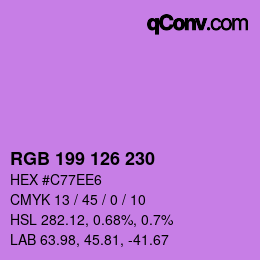 Color code: RGB 199 126 230 | qconv.com