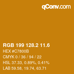 カラーコード: RGB 199 128.2 11.6 | qconv.com
