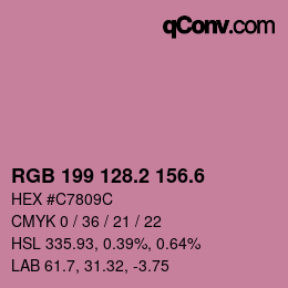 カラーコード: RGB 199 128.2 156.6 | qconv.com