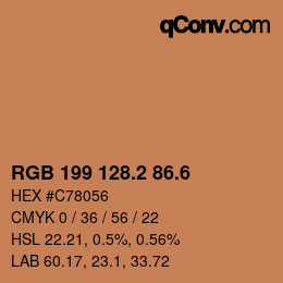 カラーコード: RGB 199 128.2 86.6 | qconv.com