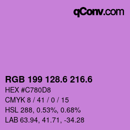 カラーコード: RGB 199 128.6 216.6 | qconv.com