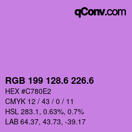カラーコード: RGB 199 128.6 226.6 | qconv.com