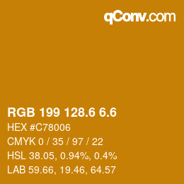 カラーコード: RGB 199 128.6 6.6 | qconv.com