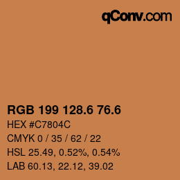 カラーコード: RGB 199 128.6 76.6 | qconv.com