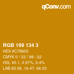 Color code: RGB 199 134 3 | qconv.com