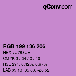 Color code: RGB 199 136 206 | qconv.com