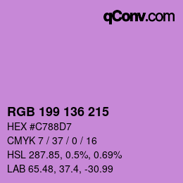 Color code: RGB 199 136 215 | qconv.com