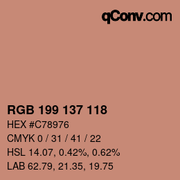 Código de color: RGB 199 137 118 | qconv.com