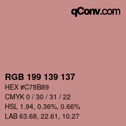 カラーコード: RGB 199 139 137 | qconv.com
