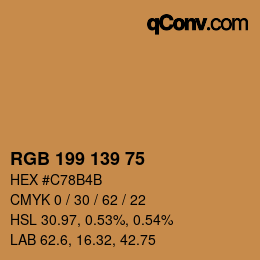 カラーコード: RGB 199 139 75 | qconv.com