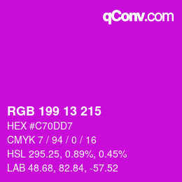 Color code: RGB 199 13 215 | qconv.com
