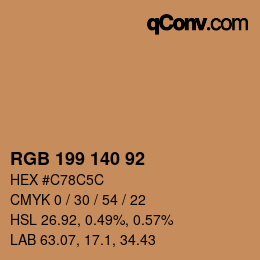 Color code: RGB 199 140 92 | qconv.com
