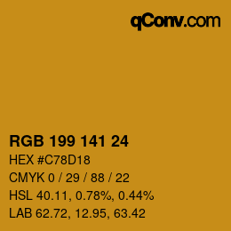 カラーコード: RGB 199 141 24 | qconv.com