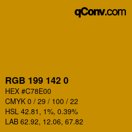 カラーコード: RGB 199 142 0 | qconv.com