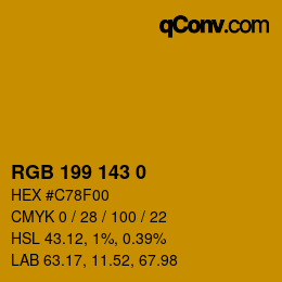 Color code: RGB 199 143 0 | qconv.com