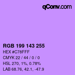 Color code: RGB 199 143 255 | qconv.com