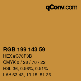 Color code: RGB 199 143 59 | qconv.com