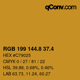 カラーコード: RGB 199 144.8 37.4 | qconv.com