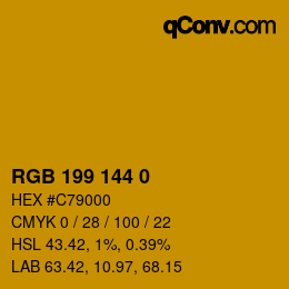 Color code: RGB 199 144 0 | qconv.com