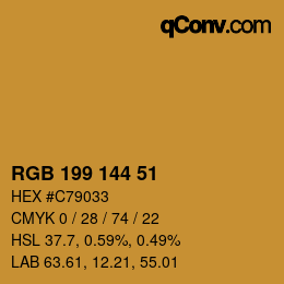 Color code: RGB 199 144 51 | qconv.com