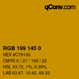 颜色代码: RGB 199 145 0 | qconv.com